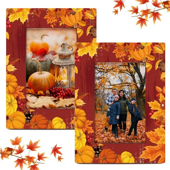 Home Essentials Other - 2pc Wooden Picture Frames 4x6 Inch Photo Frame Maple Leaf Pumpkin Autumn